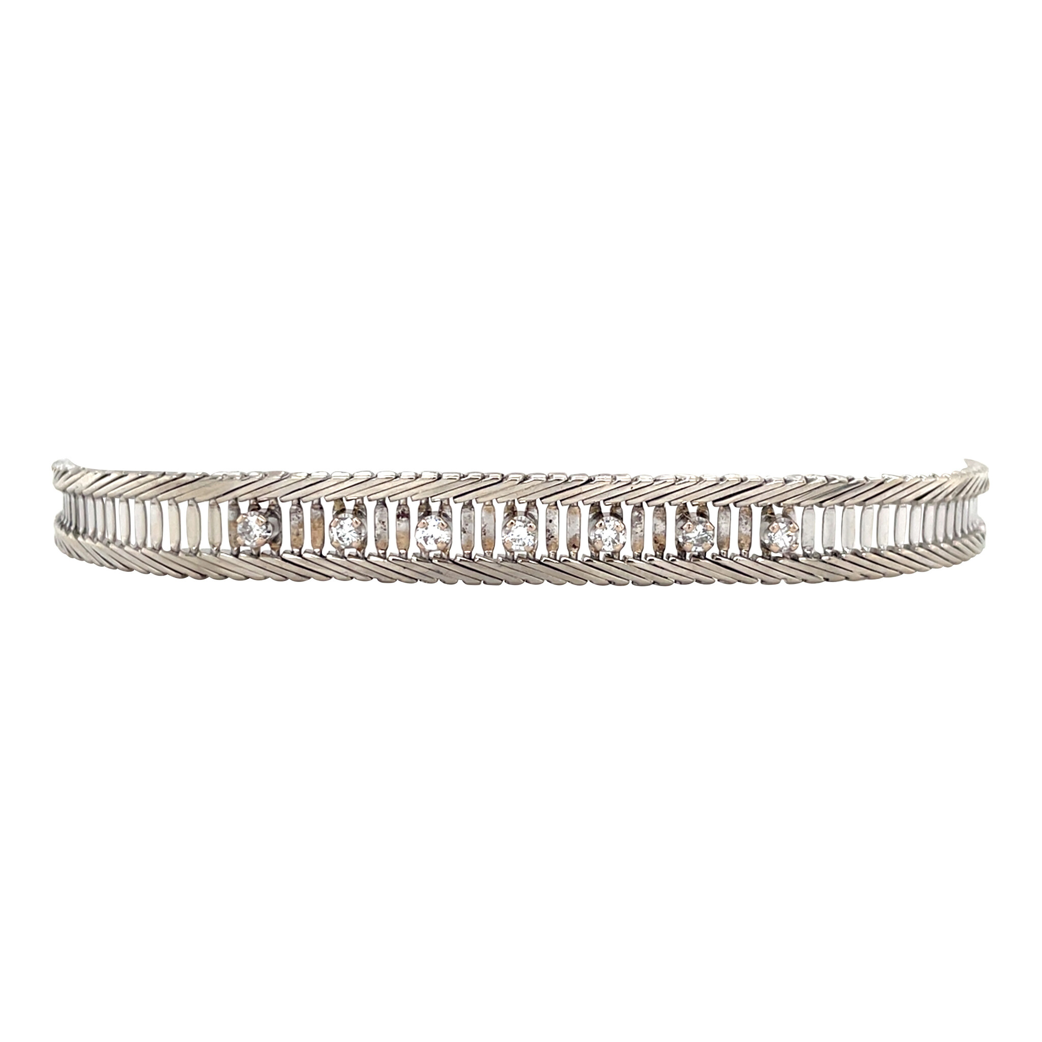 Witgouden armband met diamant 14 krt